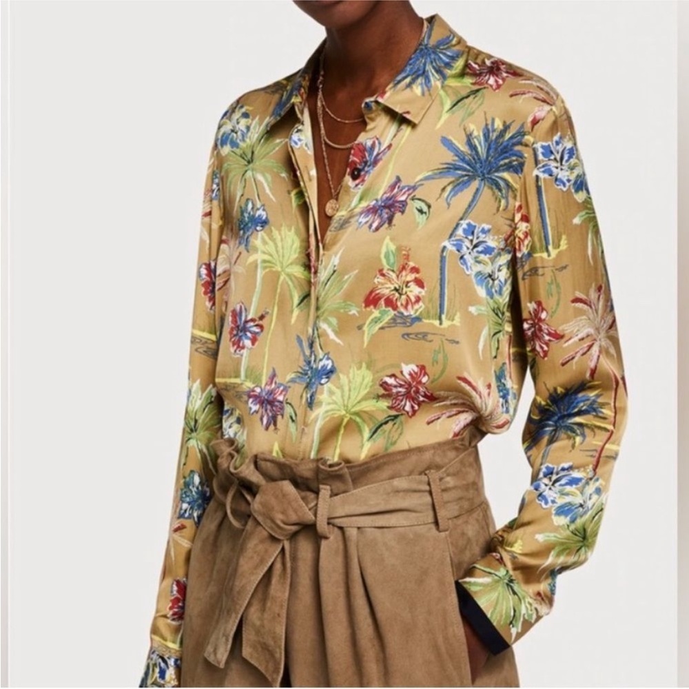 Scotch & Soda Maison Scotch Far Far Away Tropical Print Blouse Size Medium